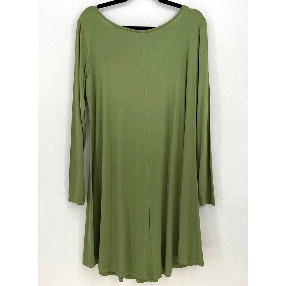 Dearcase Olive Green V Neck Jersey Knit T-shirt Long Sleeve Swing Dress NWT XL - Picture 5 of 9